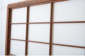アンティーク建具　上手物!!　腰板杉材笹木の　高級障子戸2枚セット(引き戸)(R-065087)