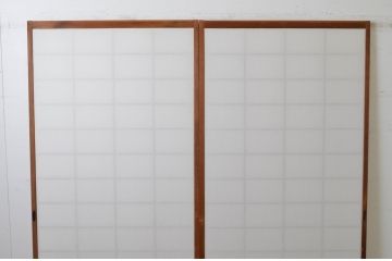 アンティーク建具　上手物!!　腰板杉材笹木の　高級障子戸2枚セット(引き戸)(R-065087)