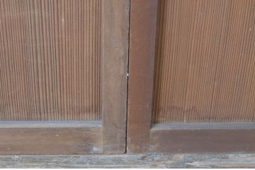 アンティーク建具　上手物!!　腰板杉材笹木の　高級障子戸2枚セット(引き戸)(R-065087)