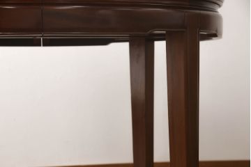 中国ビンテージ　中国家具　総無垢材　花梨(カリン)材　クラシカルな佇まいが魅力的な拡張式ダイニングテーブル(エクステンションテーブル、唐木、ラウンドテーブル、2人掛け、4人掛け、6人掛け、ヴィンテージ)(R-065130)