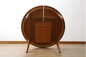 イギリスビンテージ　北欧ビンテージ　チーク材　McIntosh(マッキントッシュ)　木の温もりが感じられるエクステンションテーブル(ラウンドテーブル、ダイニングテーブル、拡張式テーブル、2人掛け、4人掛け、6人掛け、2P、4P、6P、ヴィンテージ、北欧)(R-065135)
