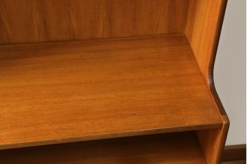 イギリスビンテージ　nathan社(ネイサン)　チーク材　見せる収納を楽しめるキャビネット(ウォールユニット、食器棚、収納棚、飾り棚、ヴィンテージ、北欧)(R-065143)