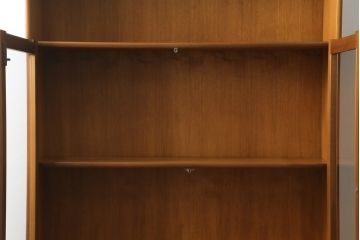 イギリスビンテージ　nathan社(ネイサン)　チーク材　見せる収納を楽しめるキャビネット(ウォールユニット、食器棚、収納棚、飾り棚、ヴィンテージ、北欧)(R-065144)
