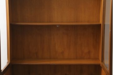 イギリスビンテージ　nathan社(ネイサン)　チーク材　見せる収納を楽しめるキャビネット(ウォールユニット、食器棚、収納棚、飾り棚、ヴィンテージ、北欧)(R-065144)