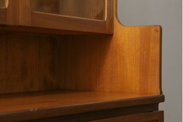 イギリスビンテージ　nathan社(ネイサン)　チーク材　見せる収納を楽しめるキャビネット(ウォールユニット、食器棚、収納棚、飾り棚、ヴィンテージ、北欧)(R-065144)