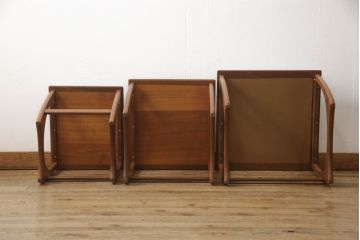 イギリスビンテージ　G-PLAN(ジープラン)　チーク材　タイルトップがお洒落なネストテーブル(サイドテーブル、カフェテーブル、コーヒーテーブル、ローテーブル、北欧、ヴィンテージ)(R-065151)