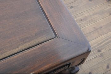 和製アンティーク　上手物!　関塚作　指物高級家具　総花梨(カリン)材　素晴らしい彫刻が目を惹く唐木座卓(ローテーブル、フロアテーブル、センターテーブル)(R-065162)