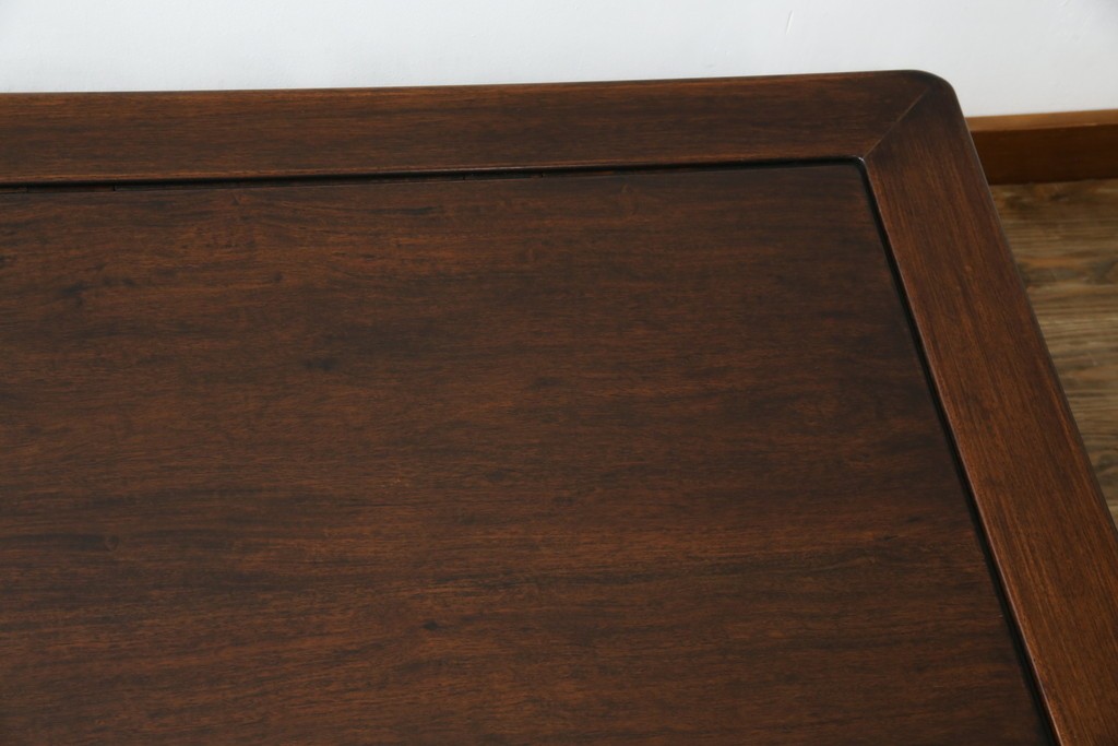 和製アンティーク　上手物!　関塚作　指物高級家具　総花梨(カリン)材　素晴らしい彫刻が目を惹く唐木座卓　(R-065162)