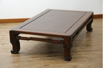 和製アンティーク　上手物!　関塚作　指物高級家具　総花梨(カリン)材　素晴らしい彫刻が目を惹く唐木座卓　(R-065162)