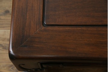 和製アンティーク　上手物!　関塚作　指物高級家具　総花梨(カリン)材　素晴らしい彫刻が目を惹く唐木座卓　(R-065162)