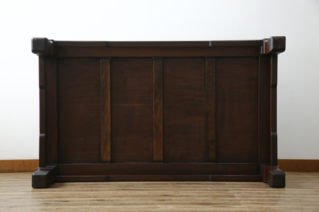 和製アンティーク　上手物!　関塚作　指物高級家具　総花梨(カリン)材　素晴らしい彫刻が目を惹く唐木座卓　(R-065162)