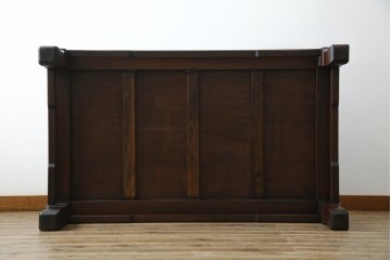 和製アンティーク　上手物!　関塚作　指物高級家具　総花梨(カリン)材　素晴らしい彫刻が目を惹く唐木座卓　(R-065162)