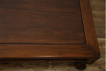 和製アンティーク　上手物!　関塚作　指物高級家具　総花梨(カリン)材　素晴らしい彫刻が目を惹く唐木座卓　(R-065162)