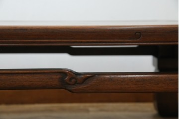 和製アンティーク　上手物!　関塚作　指物高級家具　総花梨(カリン)材　素晴らしい彫刻が目を惹く唐木座卓　(R-065162)