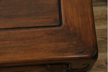 和製アンティーク　上手物!　関塚作　指物高級家具　総花梨(カリン)材　素晴らしい彫刻が目を惹く唐木座卓　(R-065162)