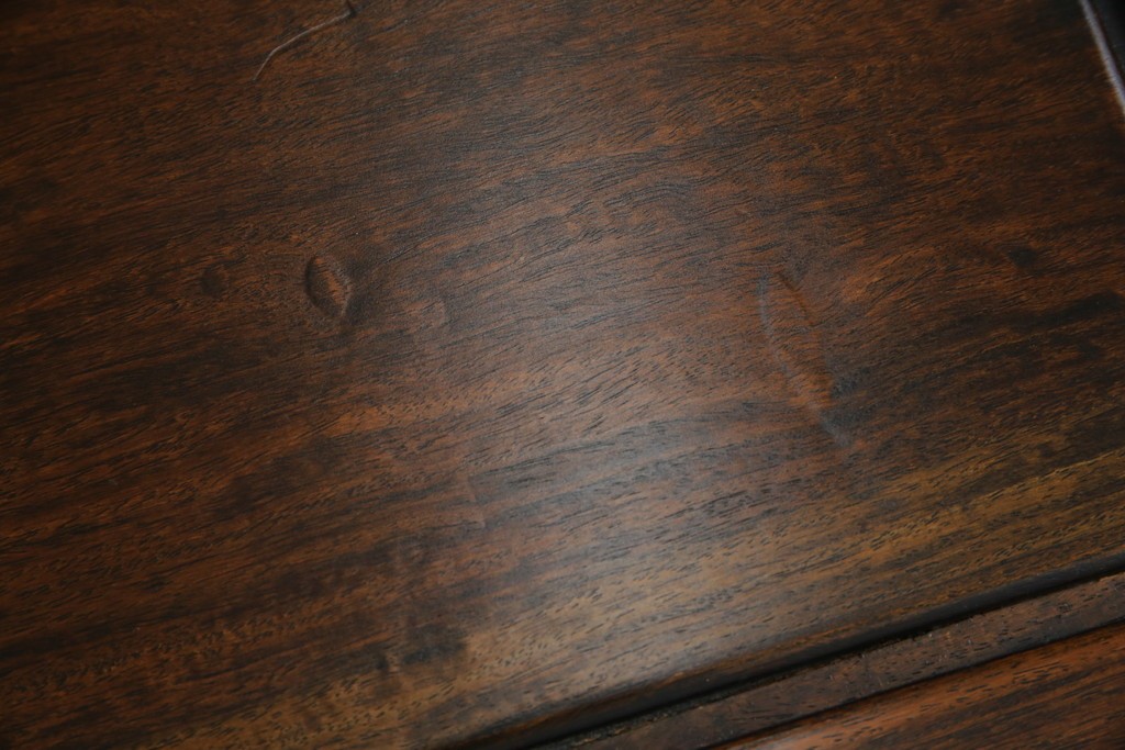 和製アンティーク　上手物!　関塚作　指物高級家具　総花梨(カリン)材　素晴らしい彫刻が目を惹く唐木座卓　(R-065162)