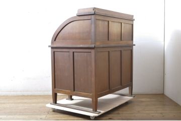 和製アンティーク　古い洋館で使われていた栓材製のロールトップデスク(両袖デスク、片袖デスク、ワークデスク、蛇腹机、在宅用、在宅ワーク用)(R-065165)