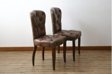中古　ハロ(HALO)　アスプルンド(ASPLUND)取り扱い　CHESTER CHAIR(チェスターチェア)　重厚感のある佇まいが魅力的なチェア2脚セット(ダイニングチェア、椅子、イス)(R-065174)