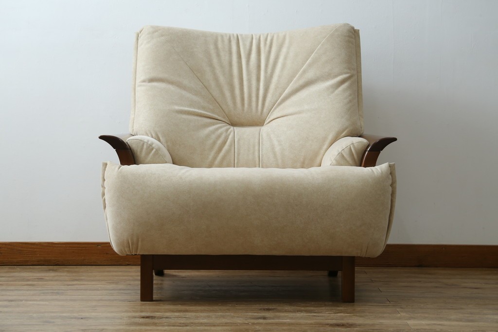 中古　美品!!　モリシゲ(MORISHIGE/森繁)　ブルック　アクアクリーン(MARINA)シリーズ　品の良いモダンデザインが魅力の1人掛けソファ　定価約34万円　(R-065186)