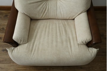 中古　美品!!　モリシゲ(MORISHIGE/森繁)　ブルック　アクアクリーン(MARINA)シリーズ　品の良いモダンデザインが魅力の1人掛けソファ　定価約34万円　(R-065186)