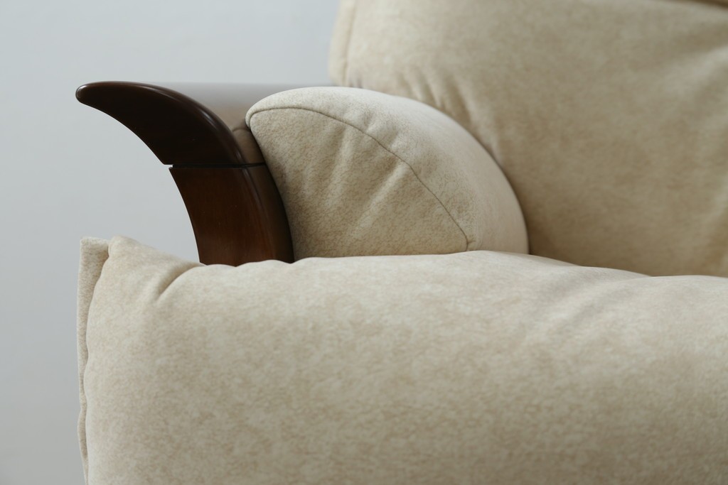 中古　美品!!　モリシゲ(MORISHIGE/森繁)　ブルック　アクアクリーン(MARINA)シリーズ　品の良いモダンデザインが魅力の1人掛けソファ　定価約34万円　(R-065186)