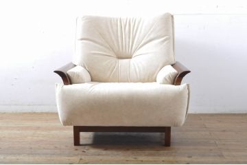 中古　美品!!　モリシゲ(MORISHIGE/森繁)　ブルック　アクアクリーン(MARINA)シリーズ　品の良いモダンデザインが魅力の1人掛けソファ(アームソファ、アームチェア、1P)(定価約34万円)(R-065186)