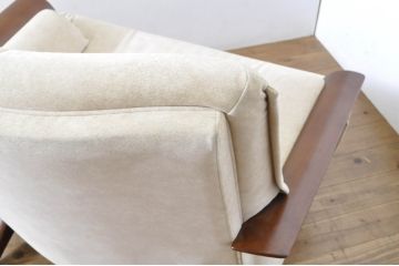 中古　美品!!　モリシゲ(MORISHIGE/森繁)　ブルック　アクアクリーン(MARINA)シリーズ　品の良いモダンデザインが魅力の1人掛けソファ(アームソファ、アームチェア、1P)(定価約34万円)(R-065186)