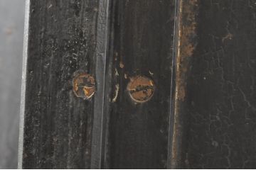 アンティーク建具　超希少!!　激レア!!　豪商の内蔵(うちぐら)で使われていた重厚な両開き扉1対(ドア、1対2枚セット、鉄扉、玄関ドア、蔵戸)(R-065204)