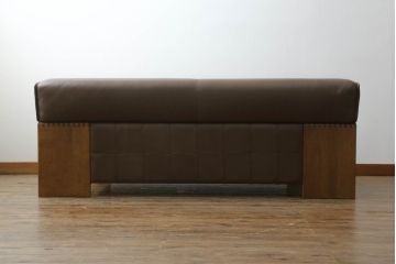 中古　CONDE HOUSE(カンディハウス)　BOLS(ボルス)　ナラ材　本革(レザー)　大人っぽい落ち着きのある空間づくりが叶う2人掛けソファ(アームソファ、2P)(定価約68万円)(R-065216)