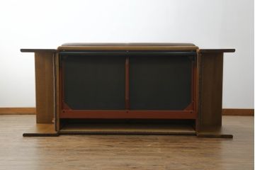 中古　CONDE HOUSE(カンディハウス)　BOLS(ボルス)　ナラ材　本革(レザー)　大人っぽい落ち着きのある空間づくりが叶う2人掛けソファ(アームソファ、2P)(定価約68万円)(R-065216)