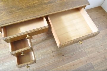 和製ビンテージ　北海道旭川家具　職人手造り　上質な作りが魅力のナラ材製ドレッサー(鏡台、ミラー、化粧台、ヴィンテージ)(R-065217)