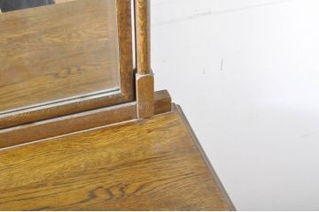 和製ビンテージ　北海道旭川家具　職人手造り　上質な作りが魅力のナラ材製ドレッサー(鏡台、ミラー、化粧台、ヴィンテージ)(R-065217)