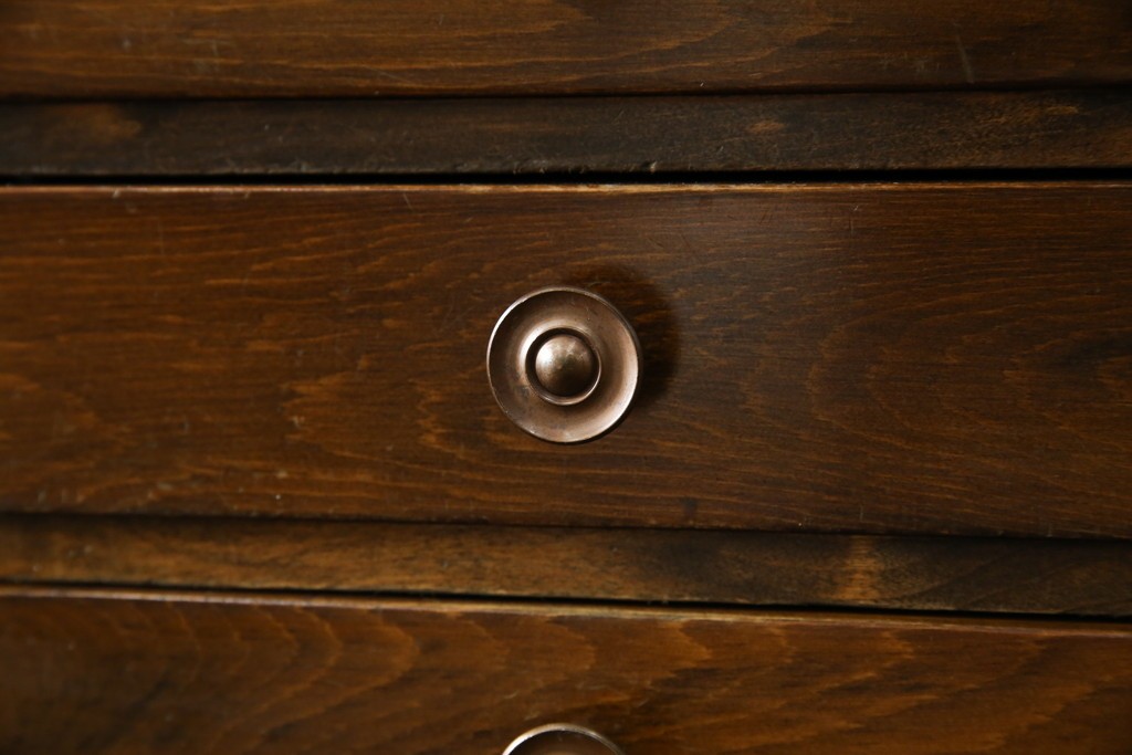 和製ヴィンテージ　北海道旭川家具　職人手造り　ナチュラルな風合いが魅力のライティングビューロー　(R-065218)