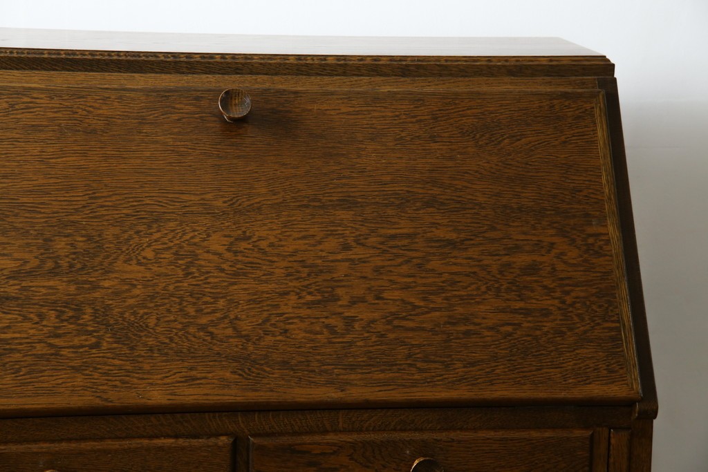 和製ヴィンテージ　北海道旭川家具　職人手造り　ナチュラルな風合いが魅力のライティングビューロー　(R-065218)