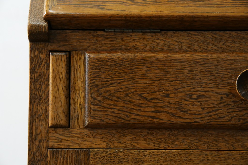 和製ヴィンテージ　北海道旭川家具　職人手造り　ナチュラルな風合いが魅力のライティングビューロー　(R-065218)