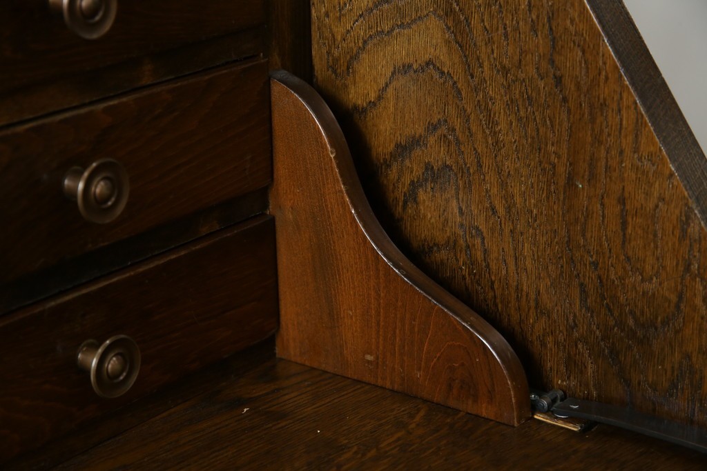 和製ヴィンテージ　北海道旭川家具　職人手造り　ナチュラルな風合いが魅力のライティングビューロー　(R-065218)