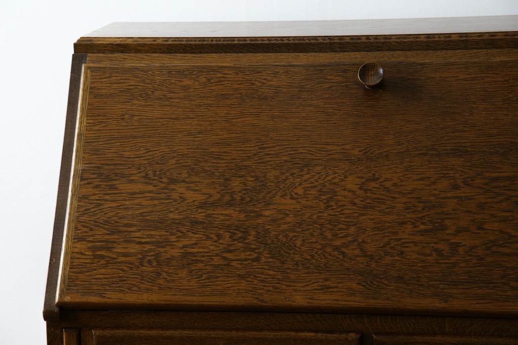 和製ヴィンテージ　北海道旭川家具　職人手造り　ナチュラルな風合いが魅力のライティングビューロー　(R-065218)