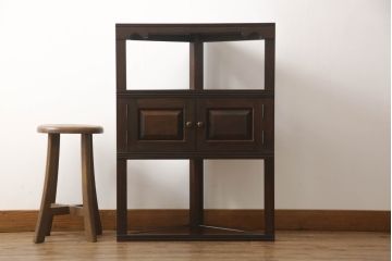 和製ビンテージ　松本民芸家具　レアモデル!!デッドスペースも有効活用できる隅棚(コーナーキャビネット、コーナーラック、収納棚、飾り棚、ヴィンテージ)(R-065230)
