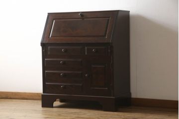 中古　北海道民芸家具　HM800　上質な作りが魅力のライティングビューロー(簿記机、ワークデスク、在宅用、在宅ワーク用、引き出し)(定価約30万8千円)(R-065237)