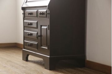 中古　北海道民芸家具　HM800　上質な作りが魅力のライティングビューロー(簿記机、ワークデスク、在宅用、在宅ワーク用、引き出し)(定価約30万8千円)(R-065237)