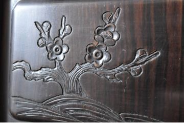 中古　黒檀　上質な和の空間づくりに活躍する飾り棚(茶棚、違い棚、戸棚、収納棚)(定価約60万円)(R-065238)