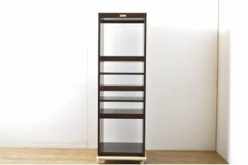 中古　美品!!　松本民芸家具　特注品　重厚な佇まいが魅力の縦型オープンラック(キャビネット、収納棚、シェルフ)(R-065244)