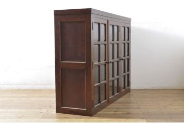 中古　美品　松本民芸家具　脚(台輪)リメイク　落ち着きのある大人空間を演出してくれるキャビネット(収納棚、戸棚、サイドボード)(R-065249)