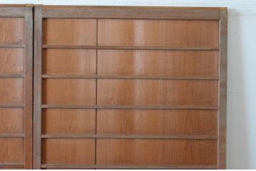 アンティーク建具　昭和初期　趣ある古い木味が魅力的な舞良戸2枚セット(まいらど、板戸、引き戸)(R-065253)