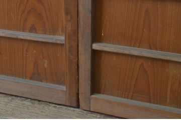 アンティーク建具　昭和初期　趣ある古い木味が魅力的な舞良戸2枚セット(まいらど、板戸、引き戸)(R-065253)