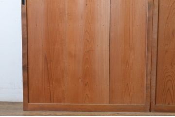 アンティーク建具　昭和初期　趣ある古い木味が魅力的な舞良戸2枚セット(まいらど、板戸、引き戸)(R-065253)