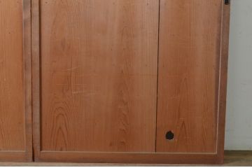 アンティーク建具　昭和初期　趣ある古い木味が魅力的な舞良戸2枚セット(まいらど、板戸、引き戸)(R-065253)
