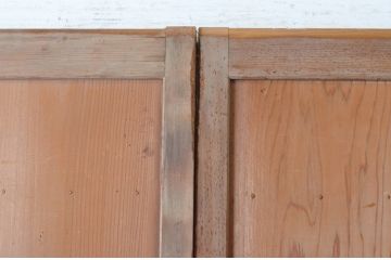 アンティーク建具　昭和初期　趣ある古い木味が魅力的な舞良戸2枚セット(まいらど、板戸、引き戸)(R-065253)
