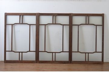 アンティーク建具　大正ロマン　ノスタルジックな雰囲気を醸し出すガラス窓3枚セット(引き戸、ガラス戸、建具)(R-065258)