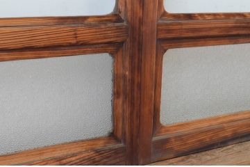 アンティーク建具　シンプルな和風の大判ガラスの窓4枚セット(引き戸、ガラス戸、レトロ)(R-065259)